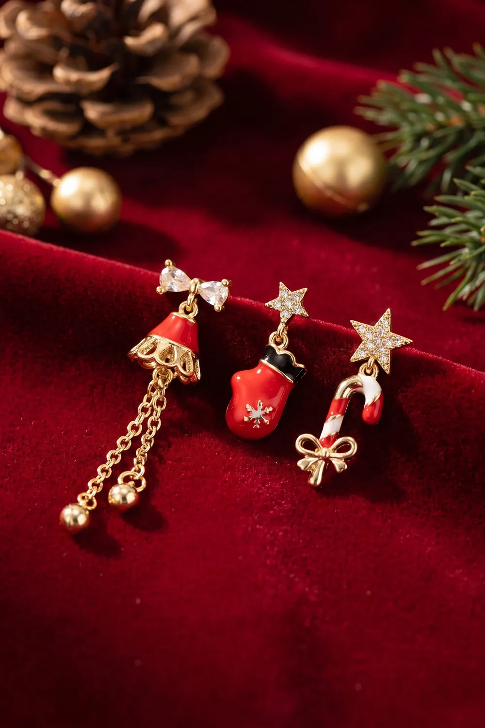 Christmas Koleksiyonu Zirkon Taşlı Yılbaşı Küpe